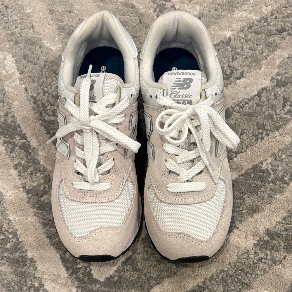 New Balance 574 White and Gray Sneakers